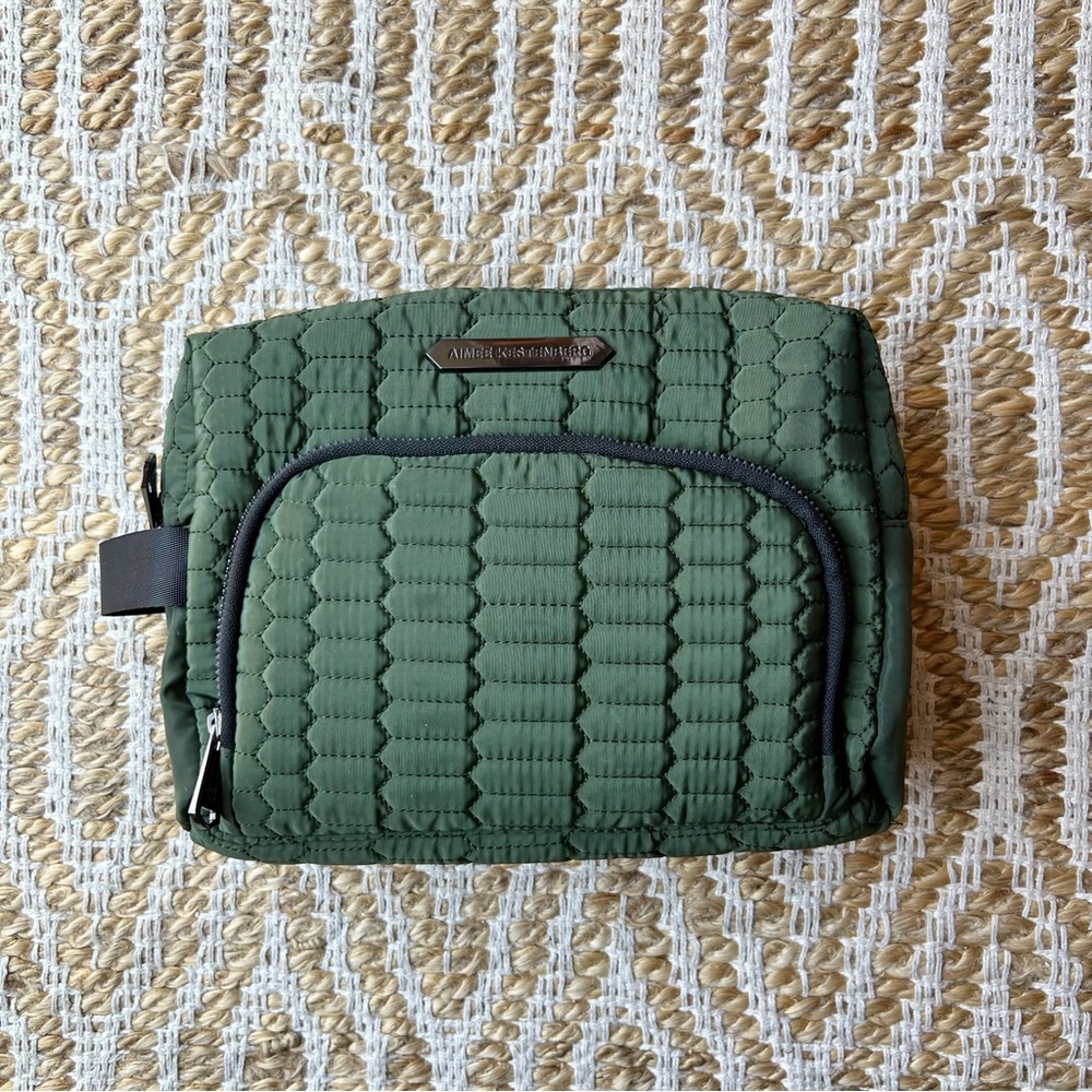 Aimee Kestenberg Isabela Cosmetic Travel Makeup Bag Pouch Zipper Olive Green